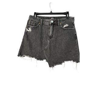 BDG Urban Outfitters Raw Hem Distressed Jean Mini Skirt Women's Size M Black Y2K